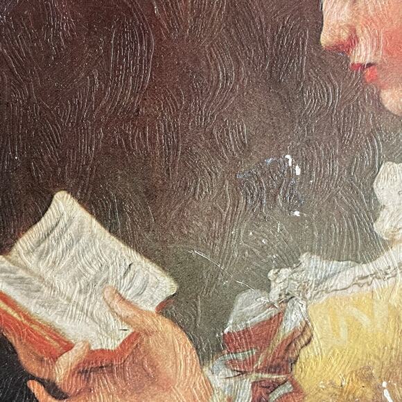 Vintage Fragonard A Young Girl Reading Textured Print Framed Wall Art 14x11 - Picture 5 of 6